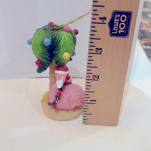 Palm Tree Island Pink Flamingo Christmas Tree Ornament Decoration - Picture 3 of 3